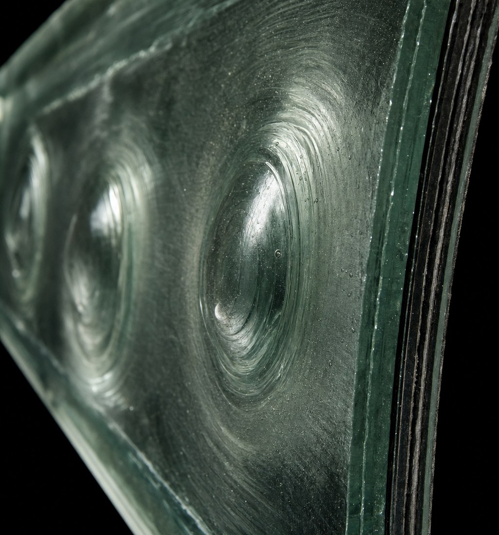 Bullet-resistant glass interior impact view — no penetration