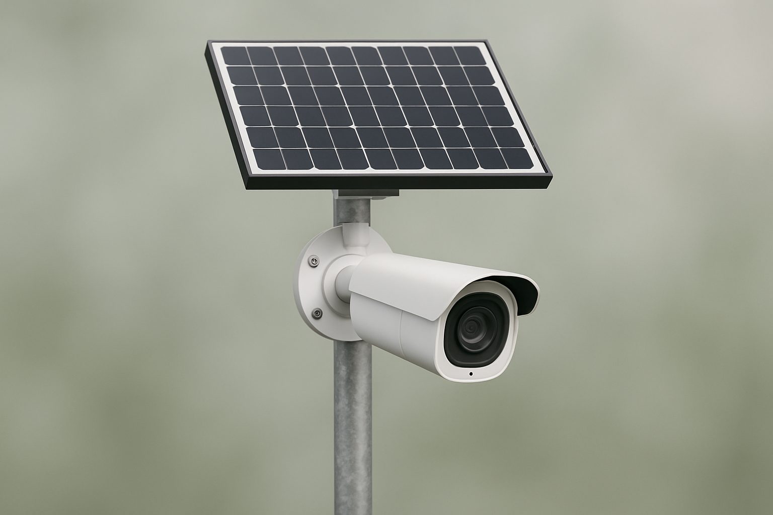 Solar-powered fixed-lens bullet camera setup