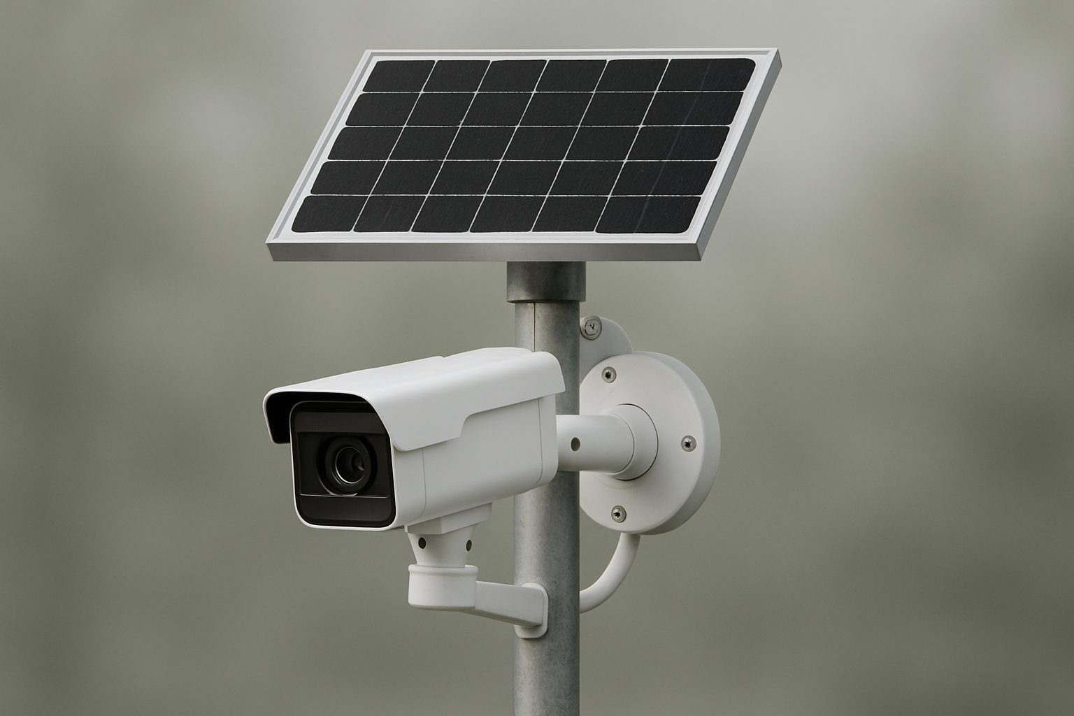 Solar-powered varifocal bullet camera setup
