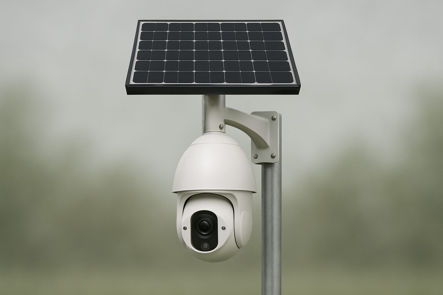 Solar-powered PTZ dome camera setup