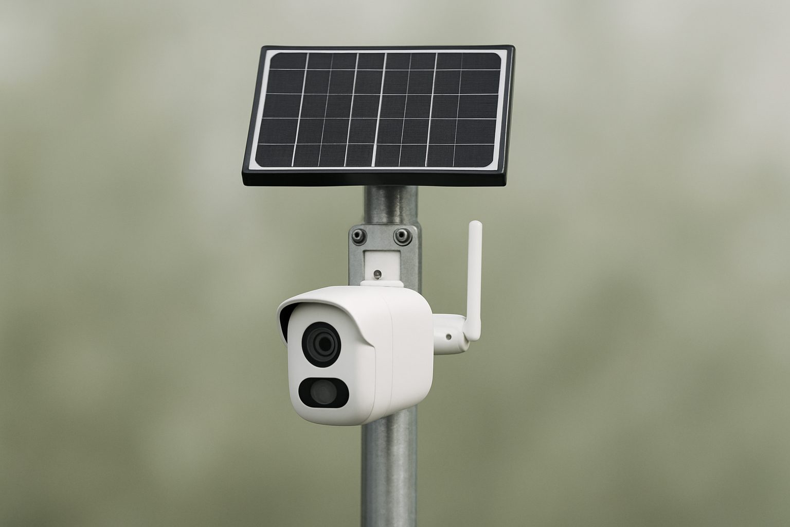 Solar-powered dual-detection bullet camera setup
