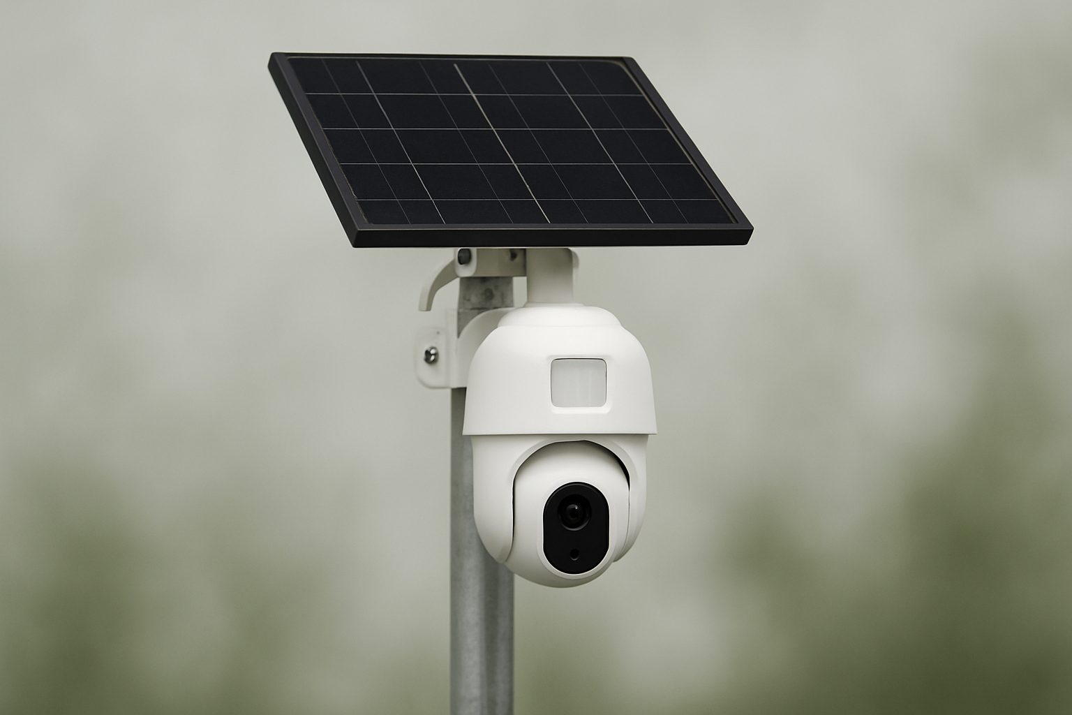 Solar-powered dual-detection pan-tilt camera setup