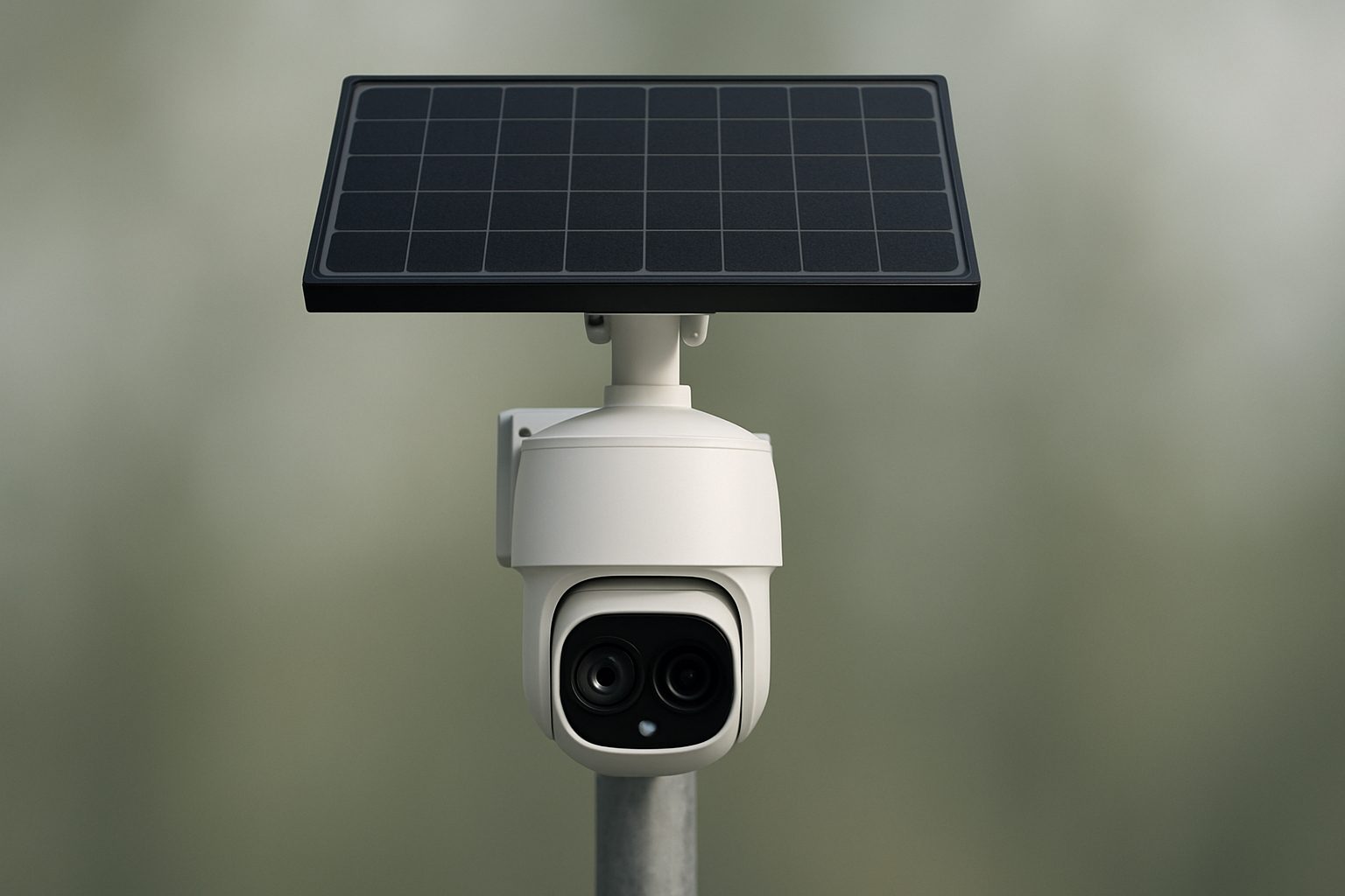 Solar-powered dual-detection pan-tilt camera setup