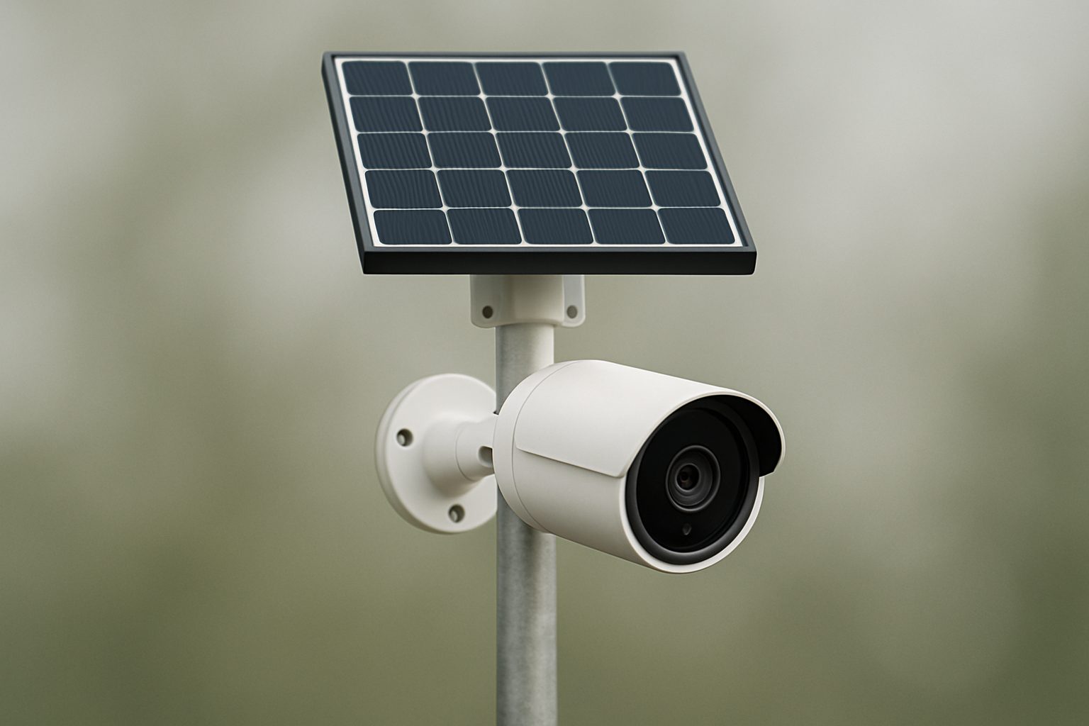 Solar-powered fixed-lens bullet camera setup