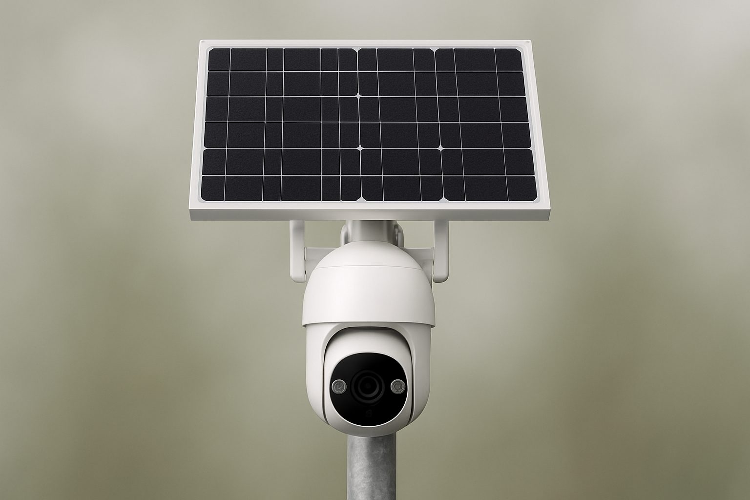 Solar-powered pan-tilt camera setup
